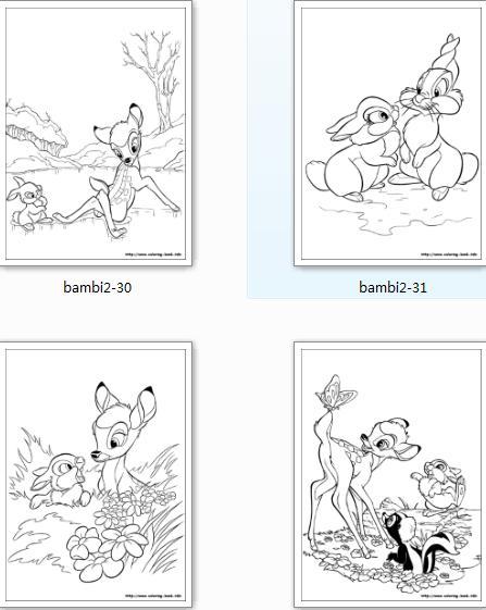 儿童绘画/涂鸦填色图 bambi 2 小鹿斑比2 64张