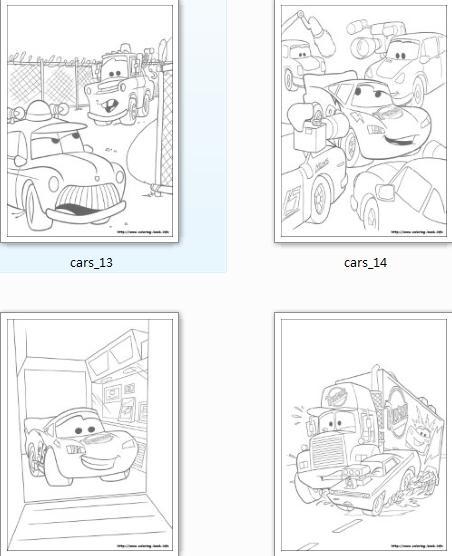 儿童绘画/填色图/卡通人物/涂涂画画 cars 汽车总动员106张